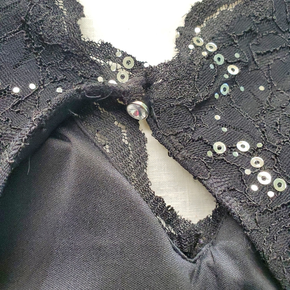 My Michelle Whimsigoth Black w/Silver Sequin Lacey Dark Fairy Long Gown Sz 3 Y2K - Picture 12 of 16
